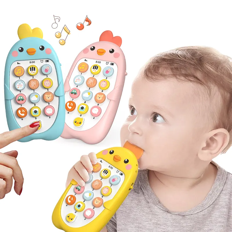 Teléfono Móvil de aprendizaje temprano para bebé, Juguete musical con luz, llamada analógica de plástico, juguete bilingüe chino e inglés para niño
