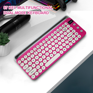 Teclado de oficina clásico de dos colores gris-negro de 87 teclas Teclado de membrana de modo dual inalámbrico - Product Image 6