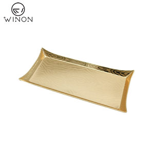 豪华金色精致图案11英寸长方形桌子服务盘子 - Product Image 1