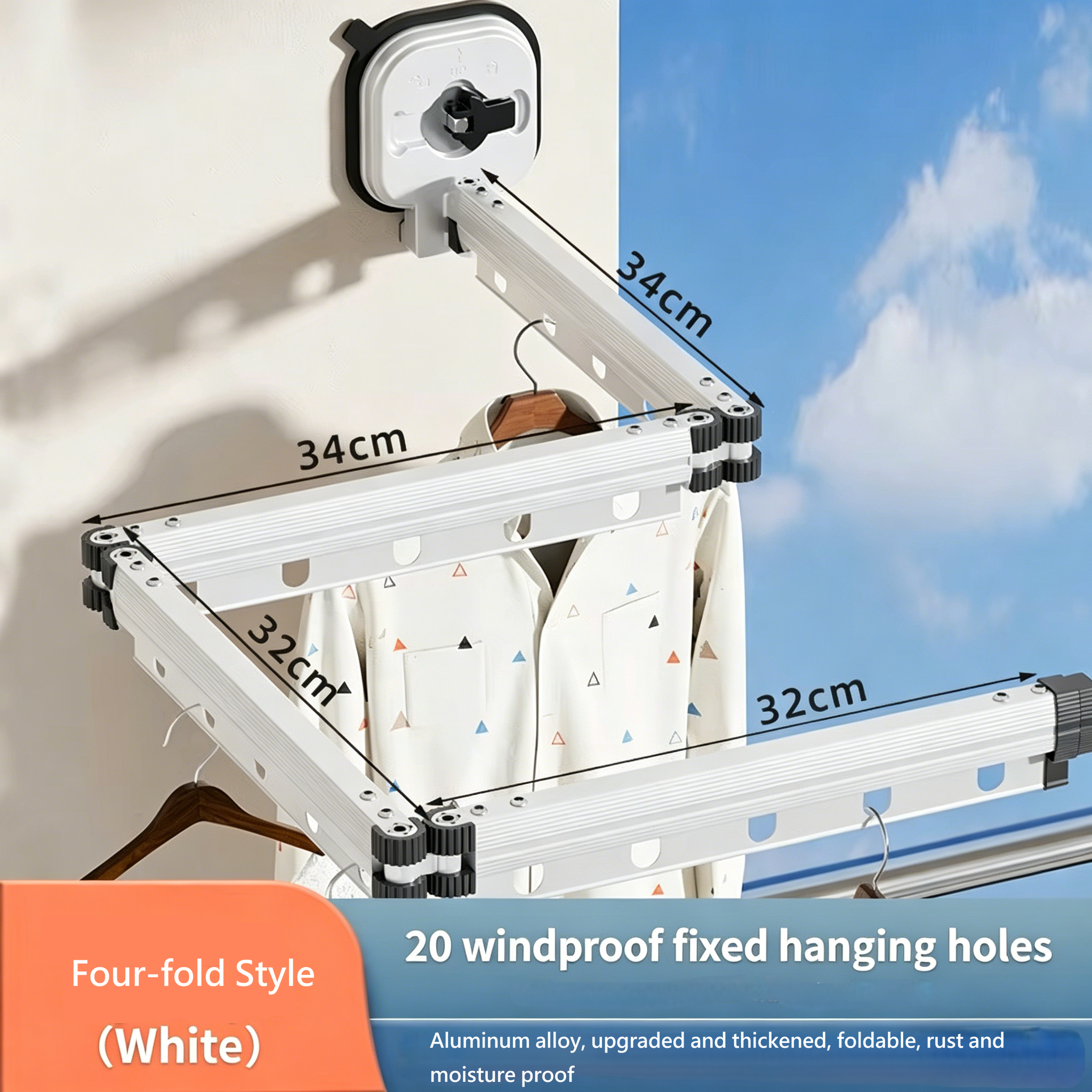 Blanc laiteux - Ventouse quadruple à cinq points d'ancrage renforcés.