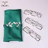 Factory Supply  Rectangular Leaf Shape Metal Stainless Steel Napkin Rings for Wedding Hotel Dining Table Decorations
