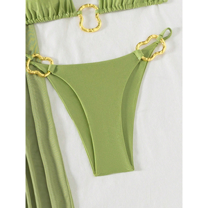 New Nga đồ bơi màu xanh lá cây váy Bikini Set Sexy tam giác dây đeo áo tắm cho phụ nữ - Product Image 6