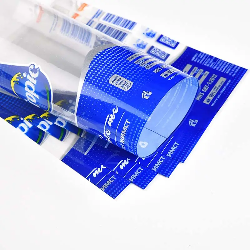 Manga de banda termorretráctil personalizada al por mayor PVC bebida energética alimentos suero etiqueta PVC/PET mangas de botella