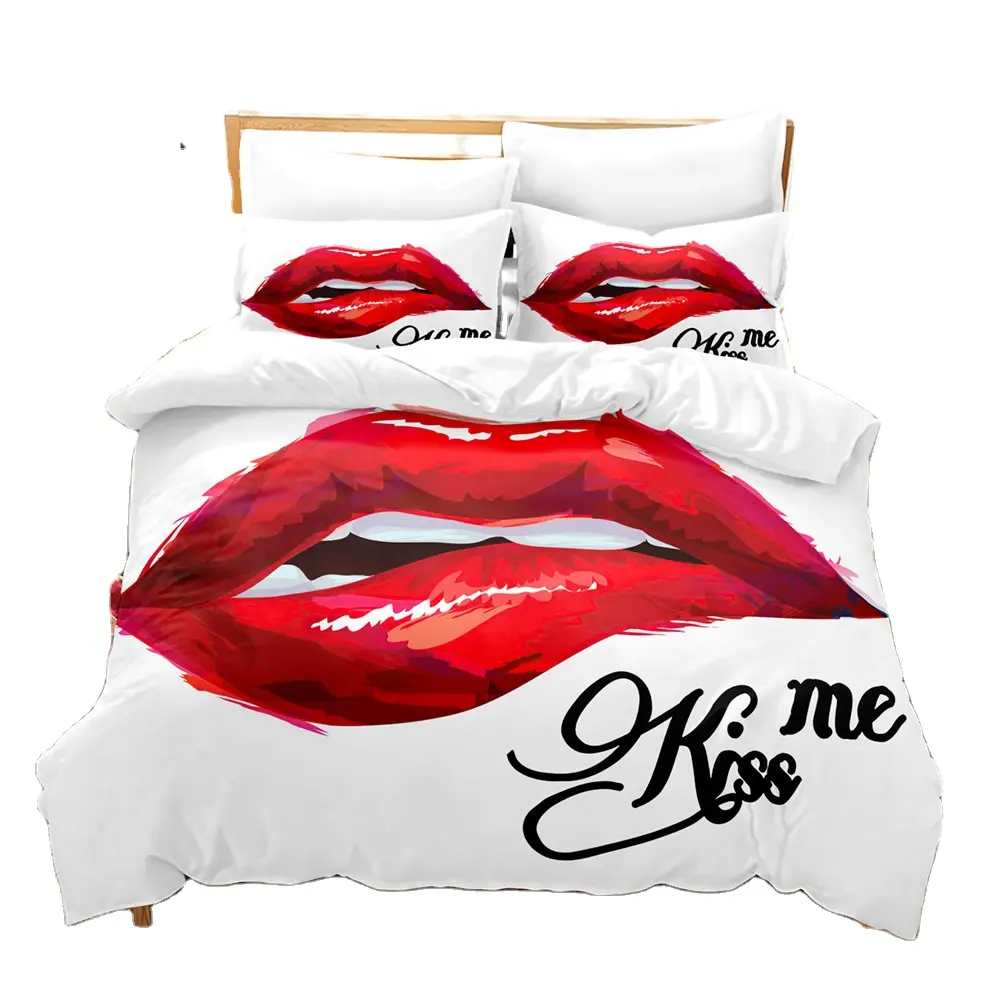 Hot Sale Taco Baby Duvet Sets Set Plant Digital Print Bed Linen 100% Bedding 3D Printed Sexual Lips Series