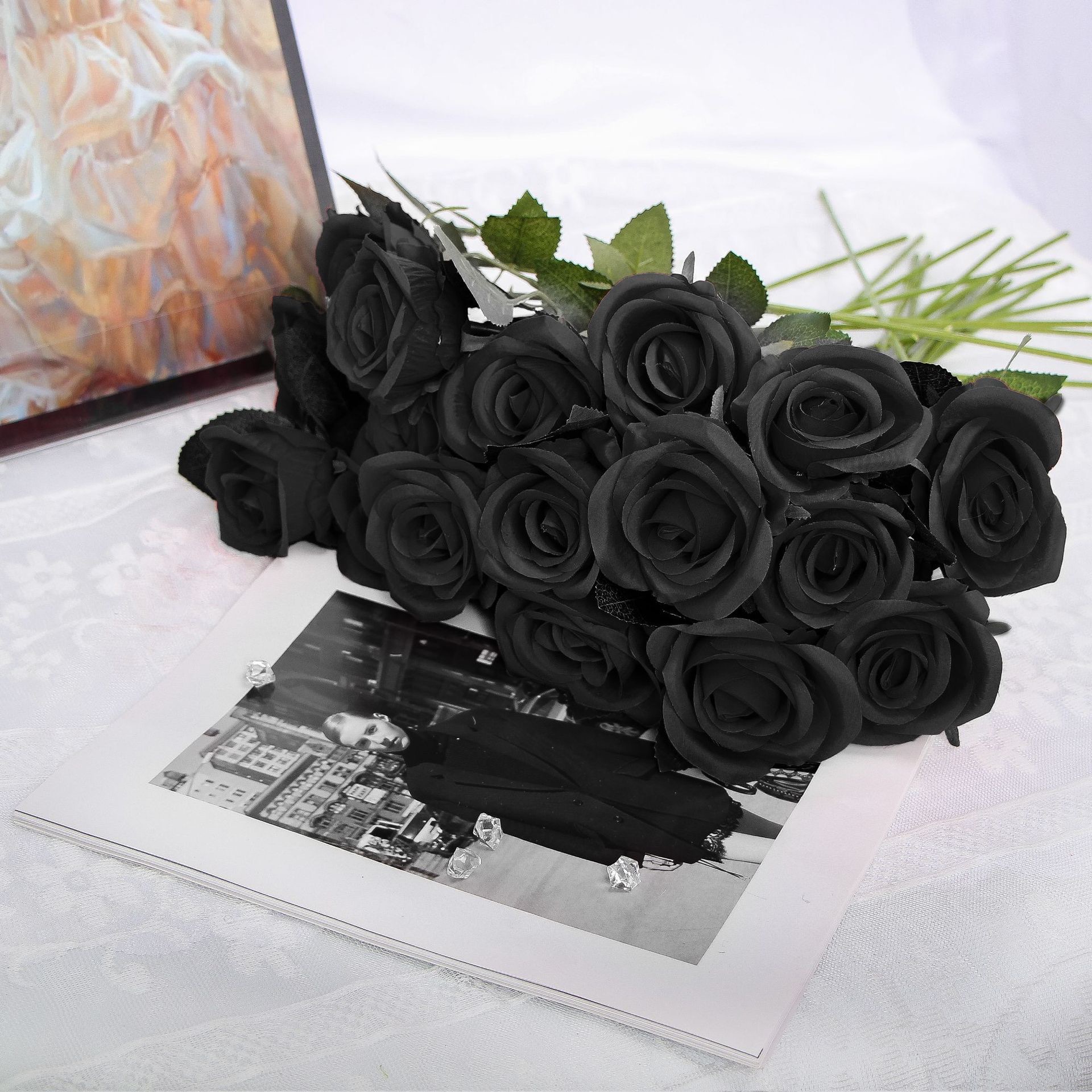 Tela de seda rosa-negro