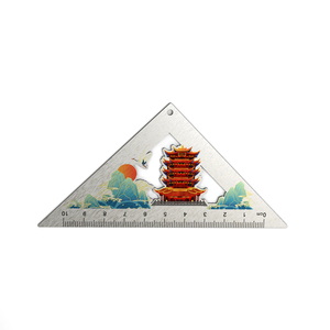 UV baskı ile ücretsiz tasarım özel metal ölçme aracı cetvel matematik Set cetvel iletki içerir, üçgen, düz cetvel - Product Image 4