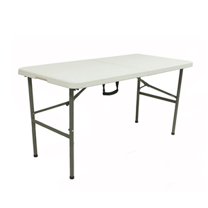 Meja Lipat Plastik Putih Portabel 4ft yang Tahan Lama dengan Desain Lipat Setengah untuk Makan di Luar Ruangan dan Acara - Product Image 2