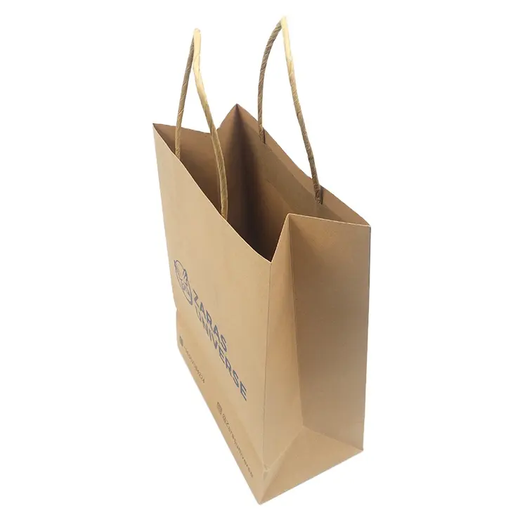 Bolsas de papel kraft de alta calidad para compras de ropa, embalaje de ropa con logotipo personalizado impreso