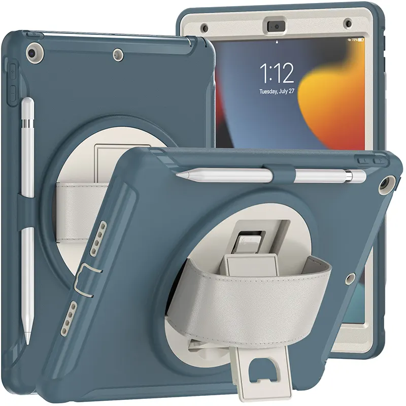 Rugged TPU and plastic combo hybrid case with 360 rotate stand for iPad 10.2 inch 9th generation