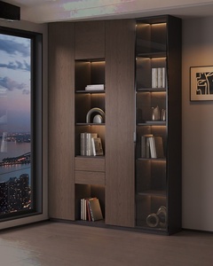 Libreria a Muro Personalizzabile in Legno Massello, Stile Italiano Moderno e Minimalista di Lusso per Soggiorno, con 6 Ripiani - Product Image 5