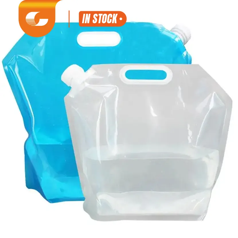 Aangepaste Draagbare Handgreep Transparant Plastic Opvouwbare 2.5 Liter Zak Vloeibare Opslag Zakje Water