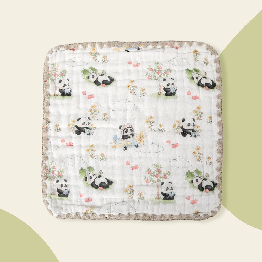 Six layer 3030 square towel apple panda