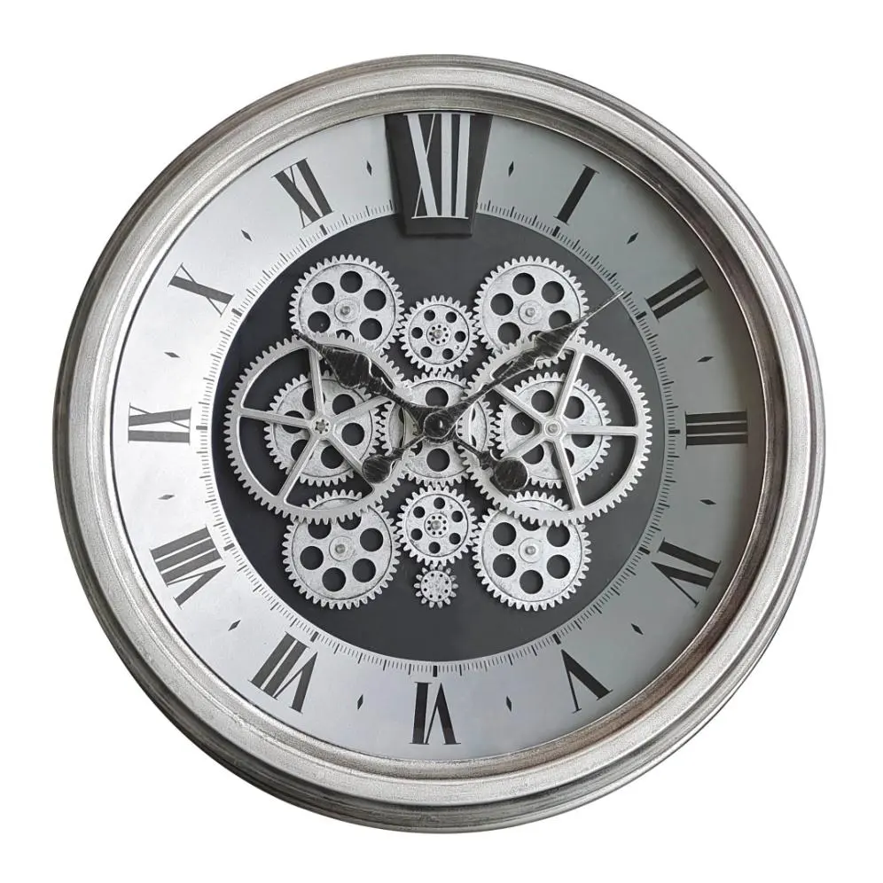 Большие настенные часы с металлической шестерней, 20 дюймов, конический циферблат, бесшумные часы на батарейках в винтажном индустриальном стиле для крыльца