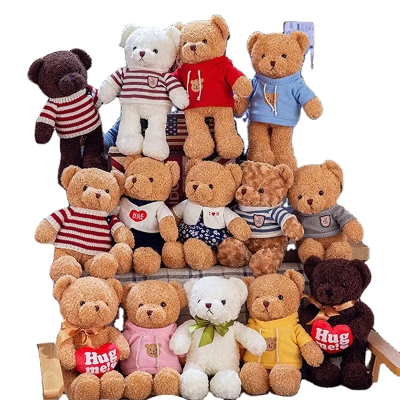 Wholesale Custom Plush Kids 30cm Teddy Bear Toy Mini Cute Kids Bears With Clothes Peluche Toys Stuffed Animals