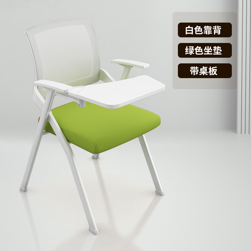 Respaldo blanco, asiento verde con mesa - estructura blanca