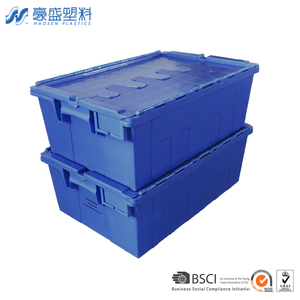 ソリッドスタイルネスティングプラスチック移動箱蓋付きスタック可能プラスチック収納容器 - Product Image 2