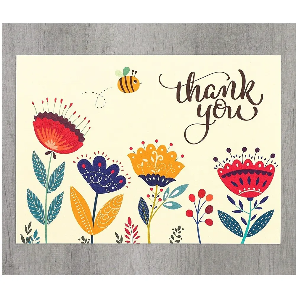 Floral Thank You Cards Custom With Logo Elegant Thank You Notes Blank Inside Navy Blue And Ivory 4x6 Inch
