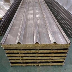 Pannelli sandwich in lana di roccia pannelli ignifughi rivestimento parete isolamento materiali da costruzione per pannello sandwich tetto lamiera - Product Image 5