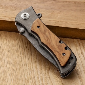 Khắc ô liu gỗ xử lý tự vệ gấp dao Laser Damascus mô hình sinh tồn ngoài trời bushcraft chiến thuật Dao Bỏ Túi - Product Image 4