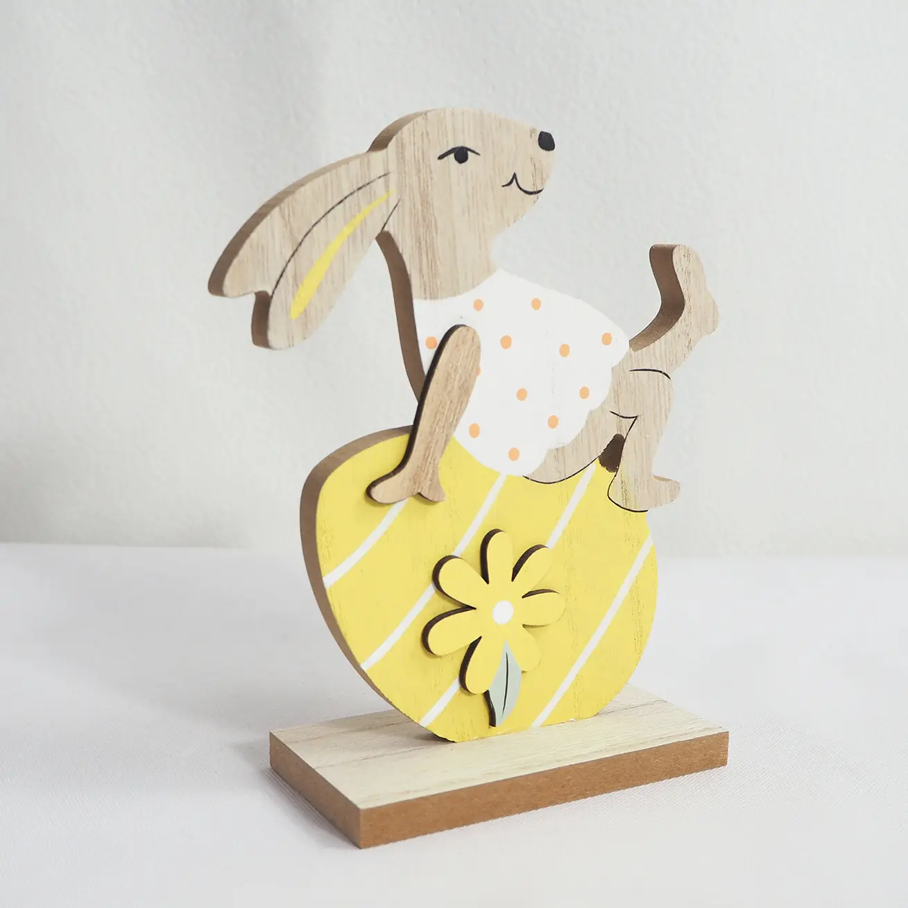 Fiesta de Pascua lindo conejo adorno artesanías de madera primavera pequeño viento fresco decoraciones de madera