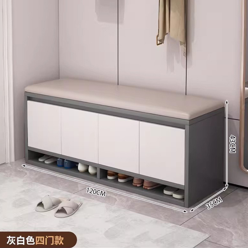 Quatre coussins gris foncé blanc kaki-120cm