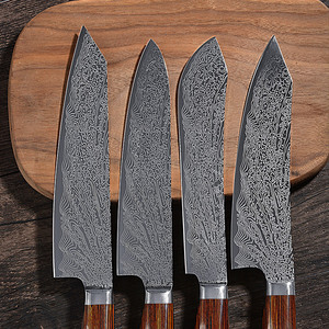 Şam desen şef bıçak seti için mutfak kasap çelik bıçak kesme sebze dilimleme et pişirme için Wood ahşap reçine - Product Image 3