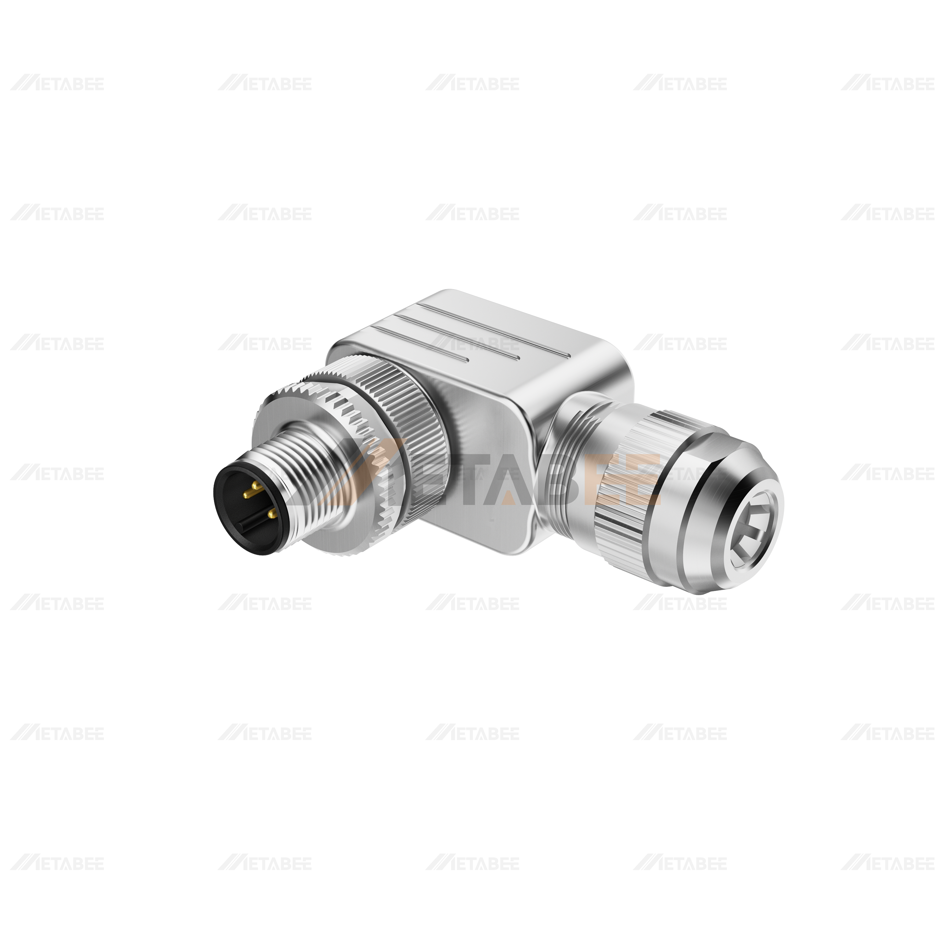 M12 Male Elbow Shielded Screw Locking Plug