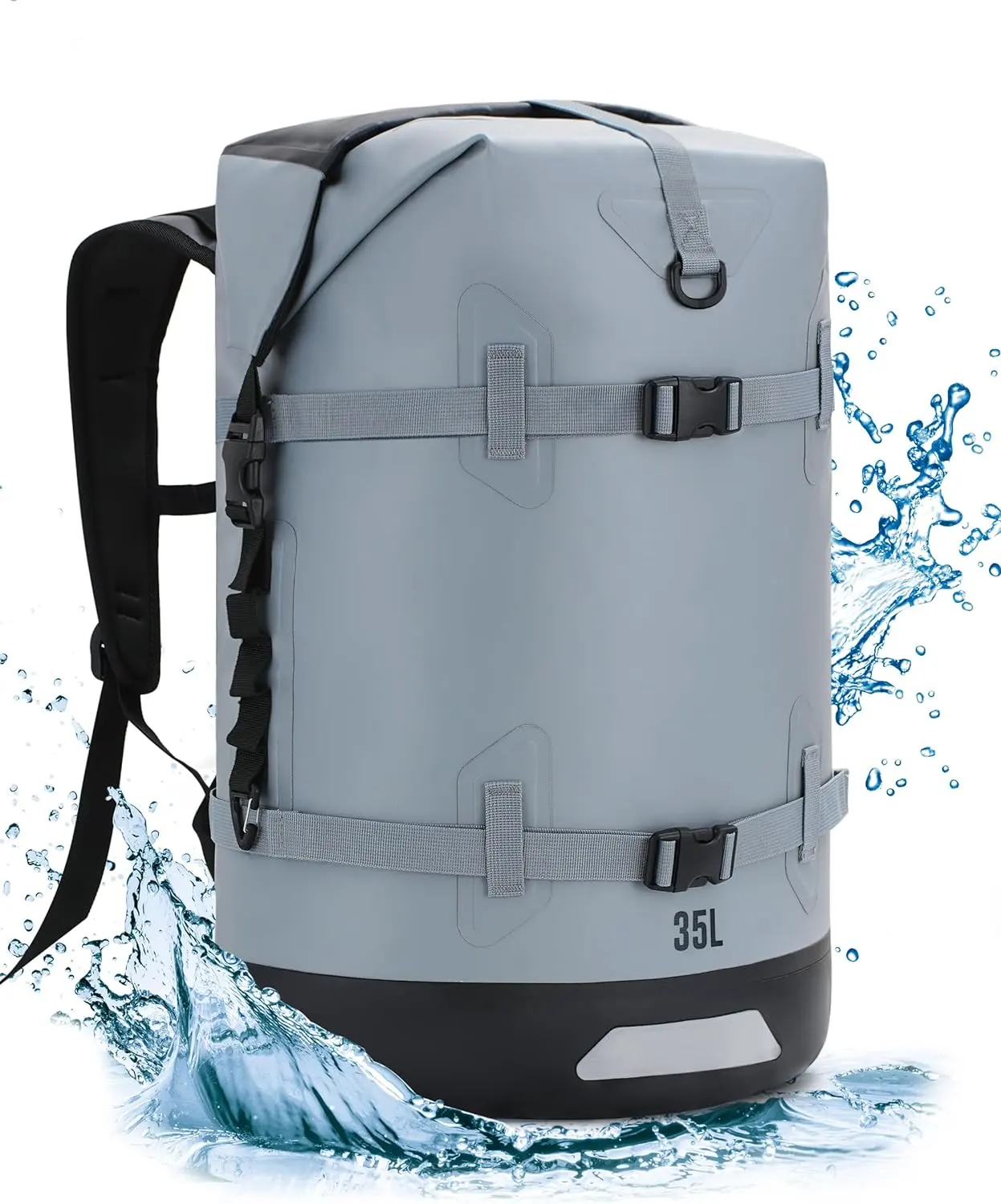 Mochila de banho flutuante para viagens, mochila seca unissex à prova d'água com bolso frontal, para uso diário, com fecho de rolo resistente