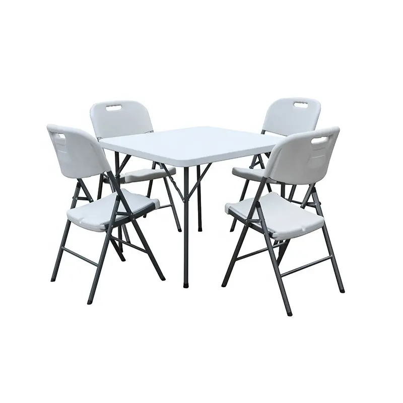 Mobili da campeggio bianchi PE soffiaggio Indoor outdoor garden park training tavolo e sedia pieghevoli in plastica bianca all'ingrosso