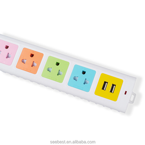 带USB的彩色4路通用标准扩展插座 - Product Image 1