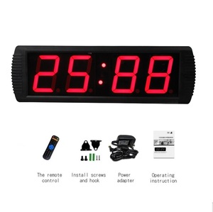 Stile moderno 4 pollici LED orologio da parete rosso 4 cifre Logo digitale personalizzato uso interno Display elettrico conto alla rovescia con telecomando - Product Image 4