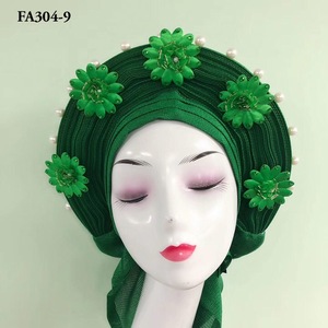 Inmyshopスカーフ卸売Aso Oke Headtie女性用Sego GeleアフリカSego HeadtieナイジェリアスタイルオートGeleビーズ付き - Product Image 4