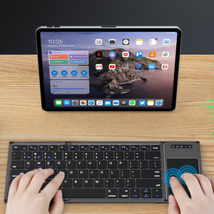 Compatible con múltiples dispositivos, teclado Bluetooth delgado portátil, Mini teclado inalámbrico recargable plegable triple con almohadilla táctil - Product Image 3