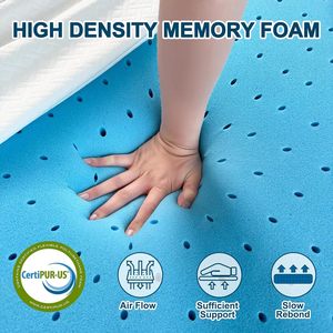 2 polegadas King <span class=keywords><strong>Size</strong></span> memória espuma colchão Topper alta densidade ventilado Pad com tampa removível macia para alívio da dor nas costas