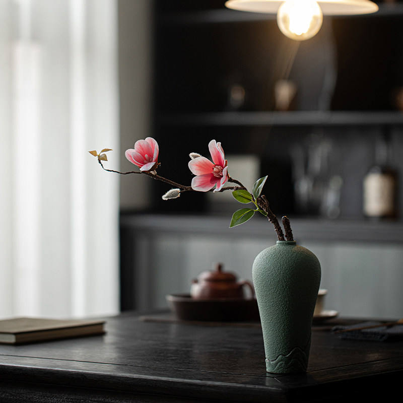 Vaso Mountain Love - Celadon + Simulazione Magnolia Rosa Nuova