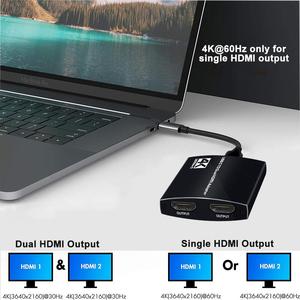 USB C çift HDMI dijital AV adaptörü, USB 3.1 tip C HDMI 2 çift ekran dönüştürücü 4K @ 60hz ile MacBook için 3.5mm ses çıkışı - Product Image 4
