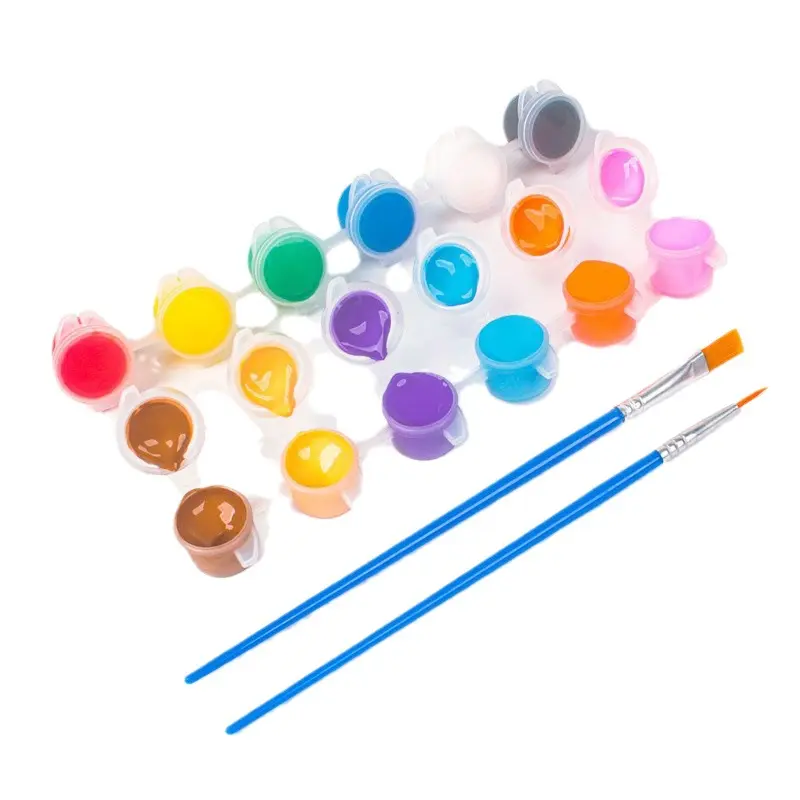 Juego de pintura acrílica pincel de pintura 3 ml 12 colores tira de macetas de plástico Escuela de Arte suministrada niños DIY pigmento Kit de pintura acrílica