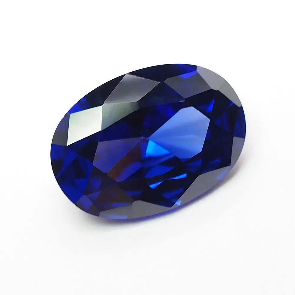 Shining diamond cut synthetic sapphire blue cz loose cubic zirconia stone