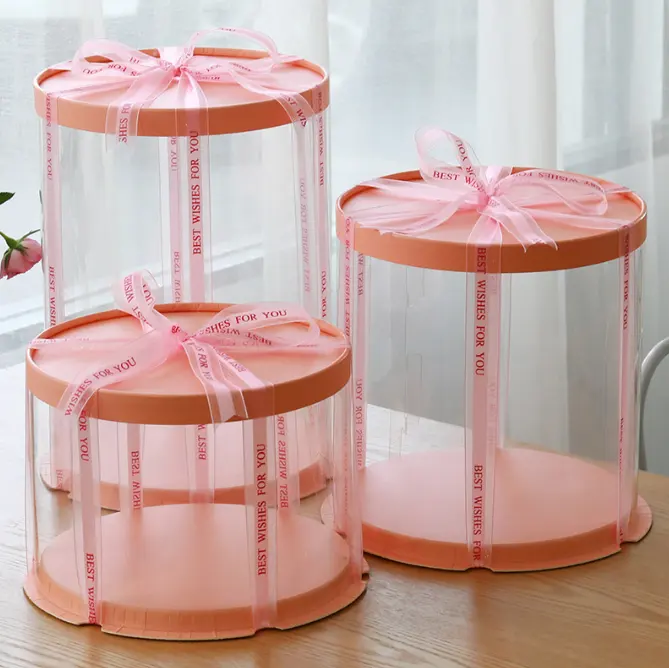 ケーキパッキング用プラスチックケーキボックス透明ボックスダブルグレインポータブルカスタードタルトパッケージ焼き菓子ボックス