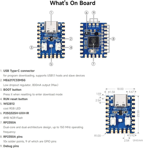 10PCS RP2350-Zero Mini-Entwicklungs platine, Raspberry Pi-Mikrocontroller-Entwicklungs platine