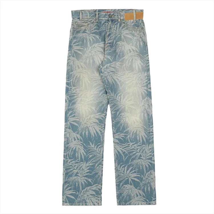 DiZNEW jeans in denim personalizzati in stile jacquard con stampa di jeans in cotone all'ingrosso