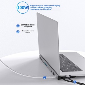 14-in-1 <strong>Type</strong>-C Docking Station Gigabit Expansion Dock 4K USB 3.0/RJ45 Hub Card Reader Data SD TF for <strong>Computers</strong> Aluminium Alloy - Product Image 2
