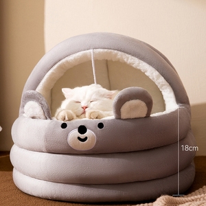 Yüksek kaliteli yumuşak Arctic kadife yarı kapalı kedi yumuşak yatak hamak beşik kapalı kediler için - Product Image 6