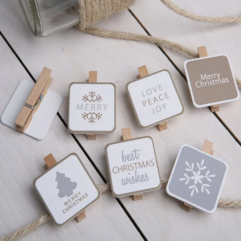 DIY log small wooden clip New Christmas series photo clip Simple creative decorative wood product note clip