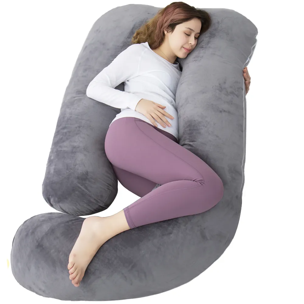 Copertura rimovibile per tutto il corpo a forma di U di vendita calda con supporto per cerniera donne incinte che allattano dormire cuscino per maternità in gravidanza