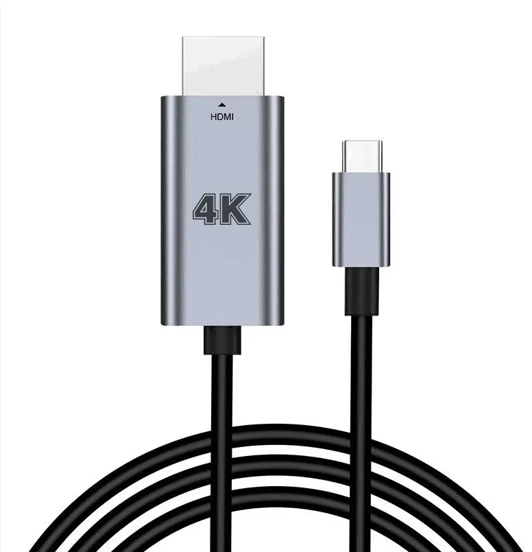 Cabo hdmi niquelado para tipo c 4k 60 120hz hdmi 2.1 para cabo tipo c hd tipo c para hdmi 4k linha de tela de notebook de telefone móvel