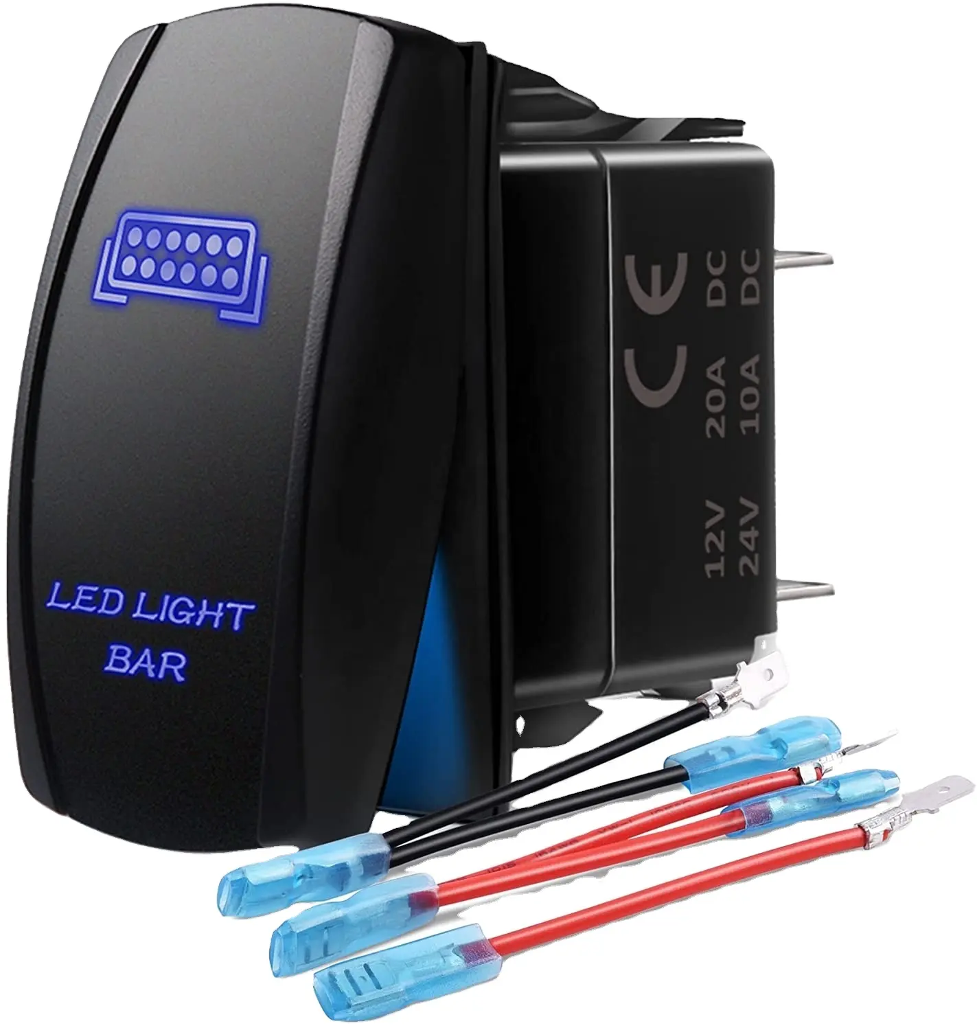 Interrupteur à bascule laser CMP 5 broches barre lumineuse LED interrupteur marche/arrêt avec fils de raccordement 20A /12V 10A/24V pour voiture pour interrupteurs à bascule