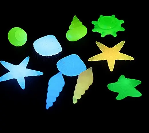 100 étoile de mer/paquet lumineux 2-3 cm, aquarium artificiel en plastique coloré aquarium fluorescence embellissement marin lumineux