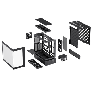 GAMEMAX N80 BK oyun PC durumda ayrılabilir modüler tasarım 6 ARGB hayranları ile 270 kapsama tam kule ATX kavisli cam oyun kasası - Product Image 6