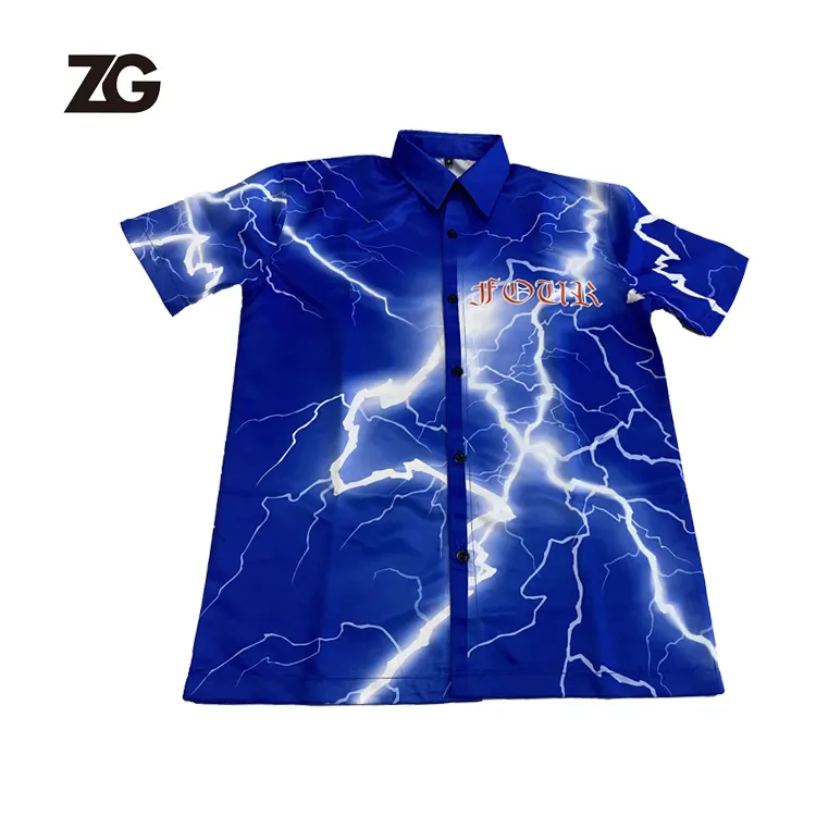 Camicie Casual a maniche corte Lightning con stampa personalizzata in fabbrica veloce per uomo e bambino/camicie ricamate personalizzate